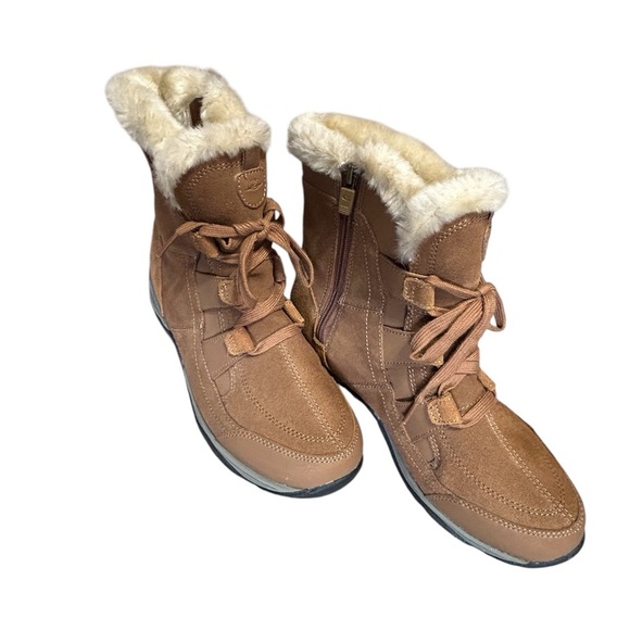 Easy Spirit Boots 9.5 Wide Leather Upper Faux Fur Lined Winter Boots - Picture 1 of 7